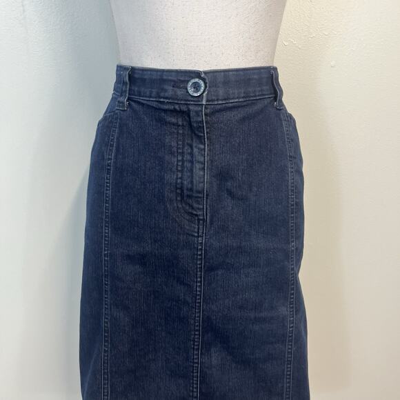 Vintage L.L. Bean Skirt sz 12 Denim Jean Classic Fit Knee A Line Stretch Casual - Picture 2 of 8